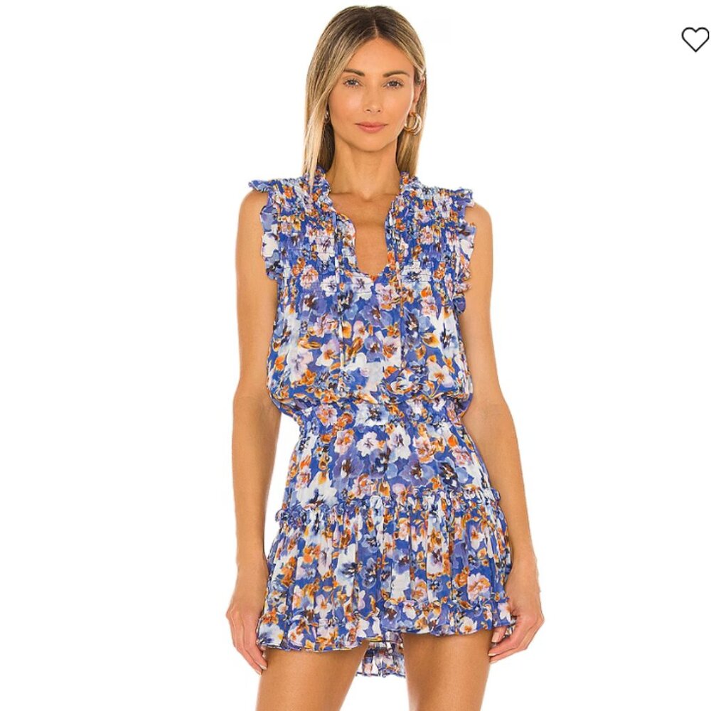 MISA Los Angeles Blue Aila Ruffle Dress - Size L